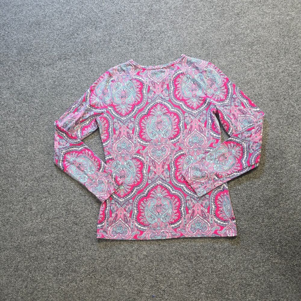 Talbots Top Women Size Small Pink Paisley Long Sleeve Colorful Round Neck Casual - Picture 8 of 9